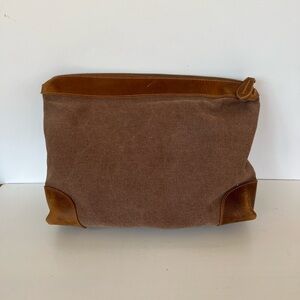 S-Zone Canvas and Cowhide Leather Trim Toiletries Bag